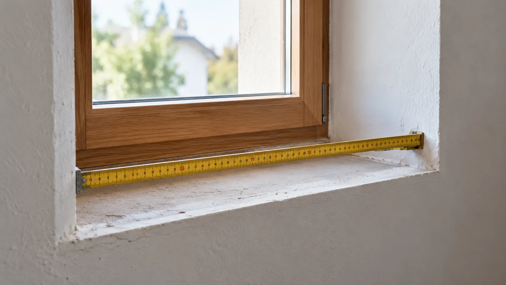 Zollstock in einer leeren Fensternische